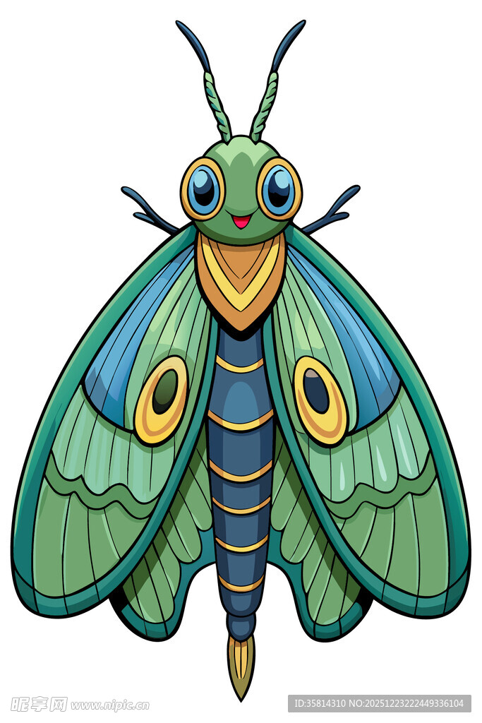 彩色卡通飞蛾插画