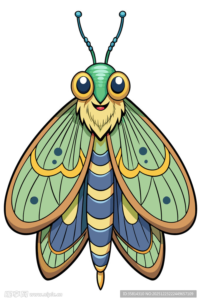 彩色卡通风格飞蛾插画