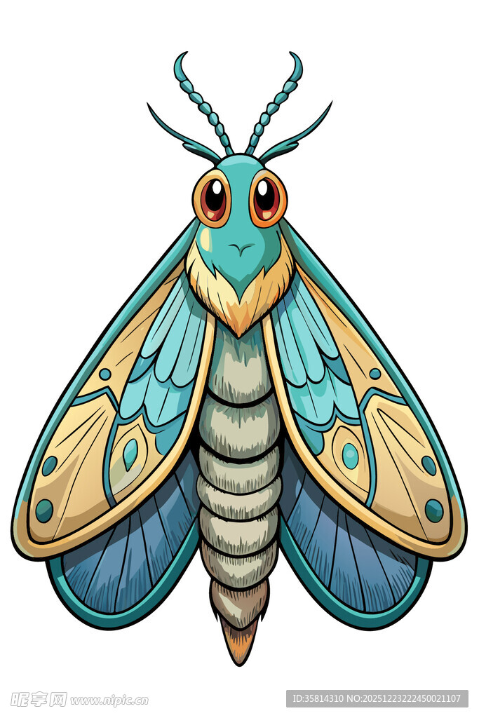 彩色花纹飞蛾插画