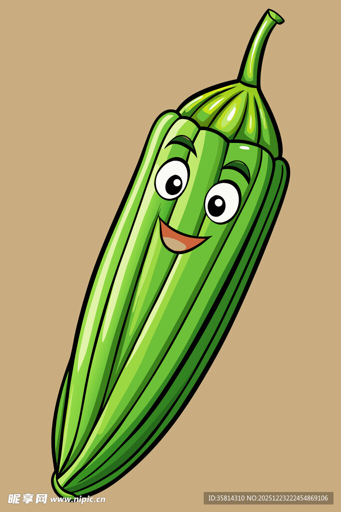 微笑的卡通秋葵