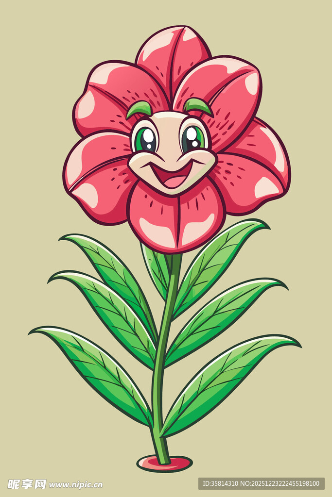 微笑的卡通花朵