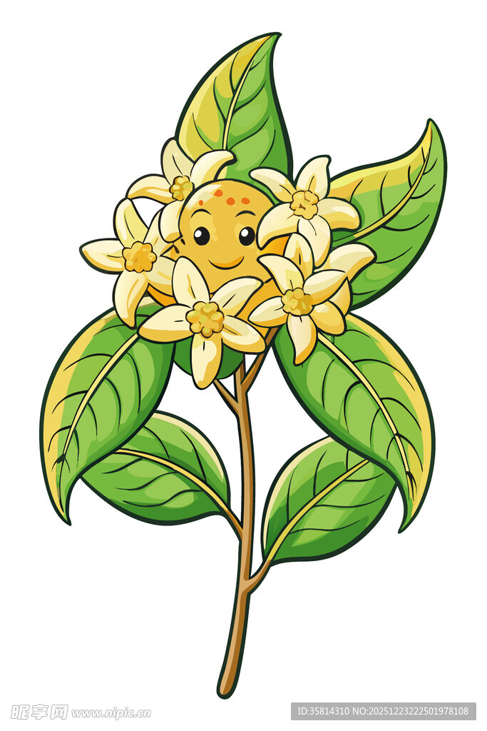 可爱笑脸花朵插画