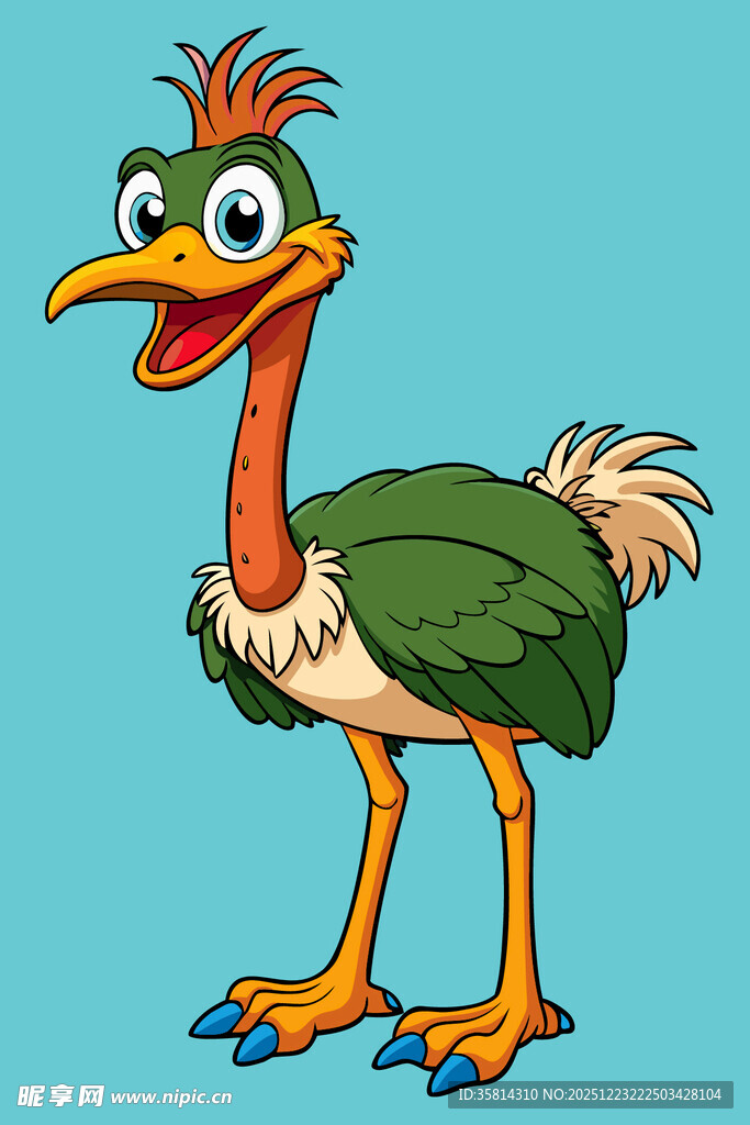 卡通鸵鸟形象图