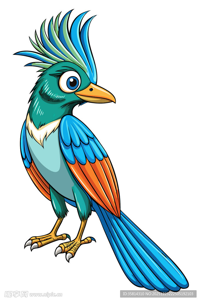彩色奇幻鸟插画