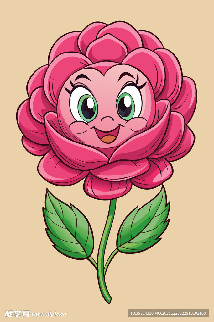 可爱卡通粉色玫瑰花