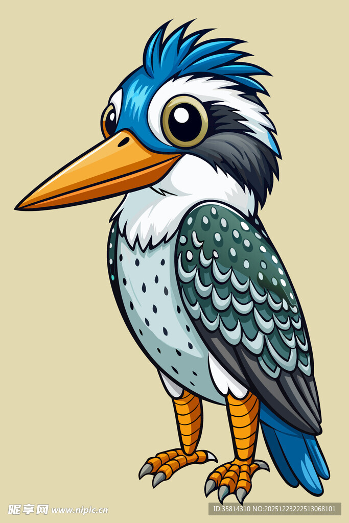 蓝羽翠鸟插画形象