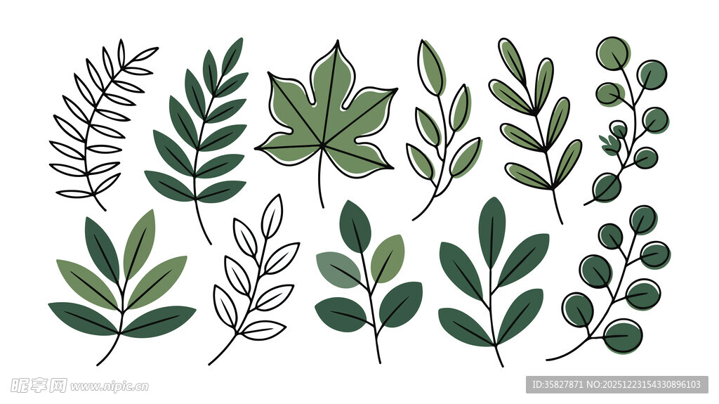 手绘清新叶片