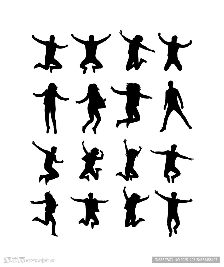 跳跃人物剪影