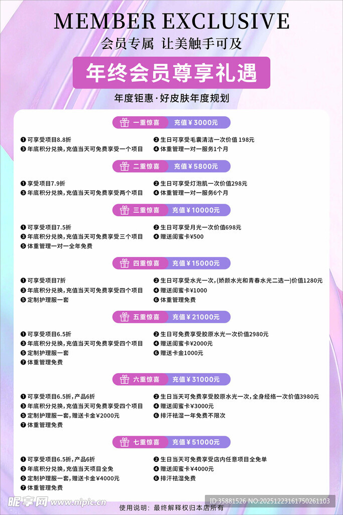 会员专属福利套餐详情