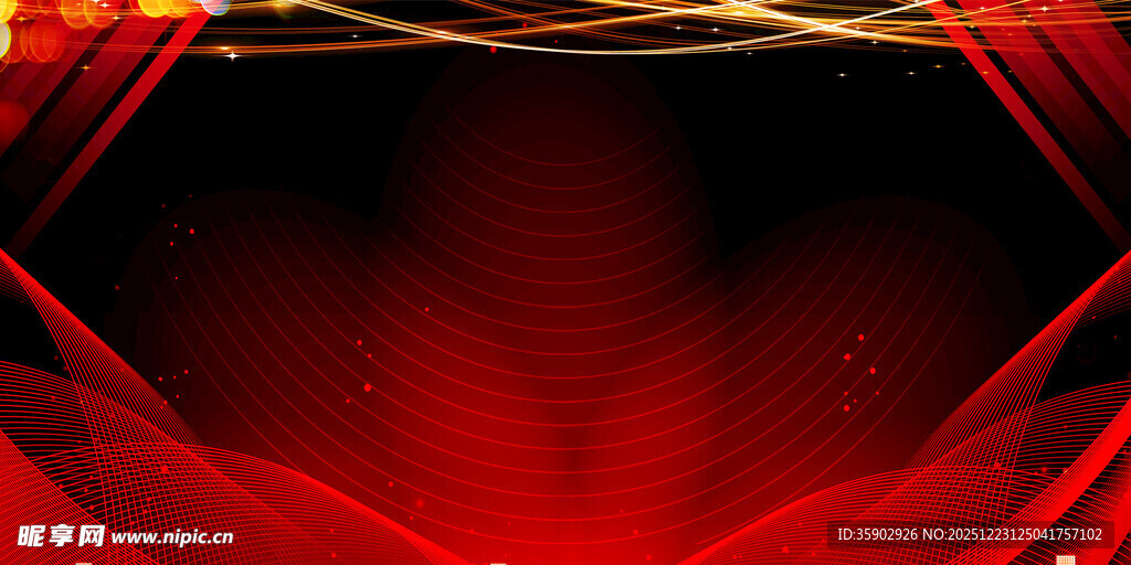 红色动感舞台幕布背景