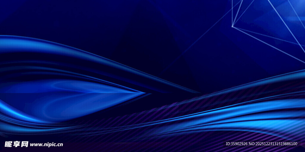 蓝色动感线条抽象背景图