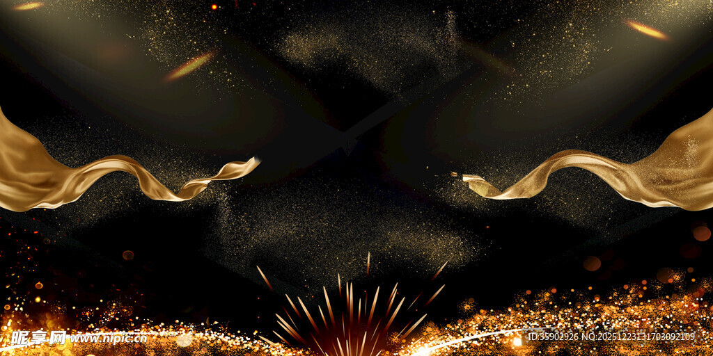 金色烟花舞台闪耀瞬间