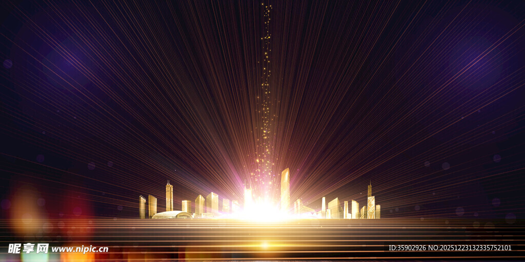 城市夜景灯光璀璨背景图