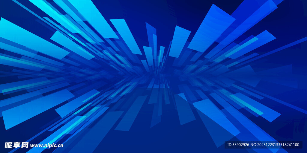 蓝色放射状几何抽象背景