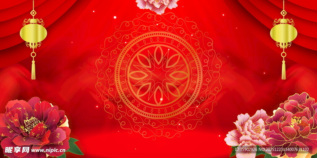 喜庆中式传统红色装饰图