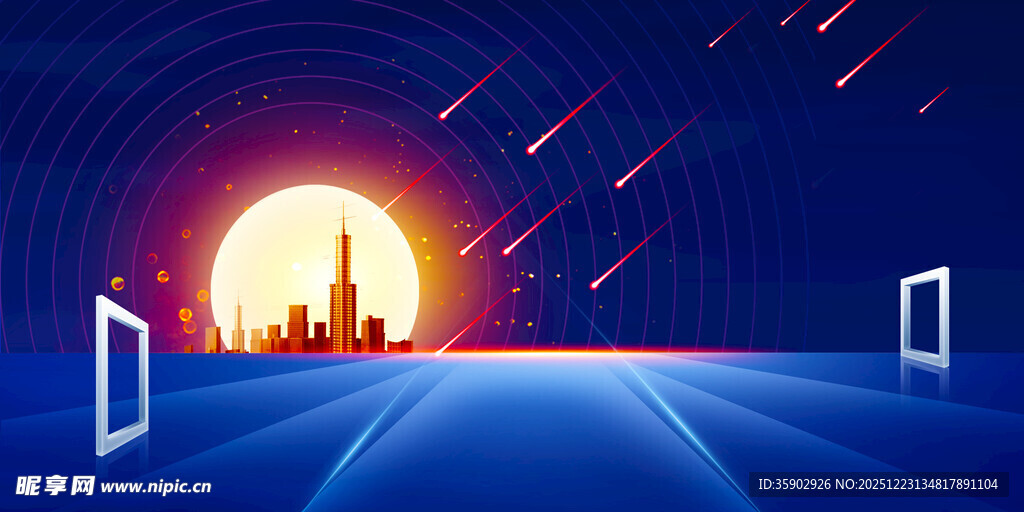 未来城市科技夜景背景