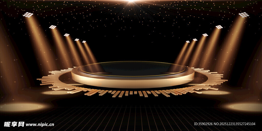 华丽舞台聚光灯下的舞台背景