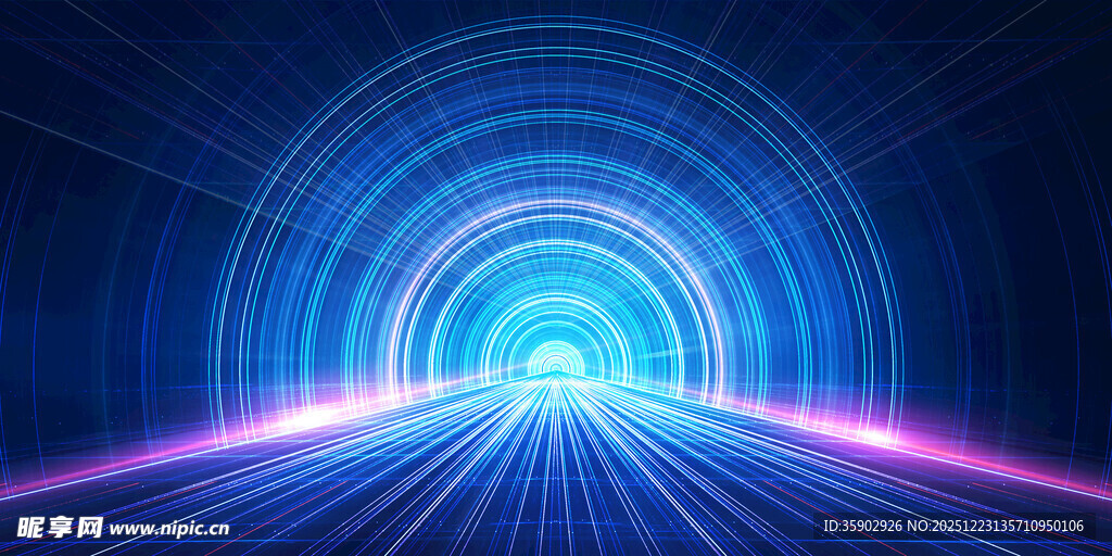 炫彩科技感光线隧道背景