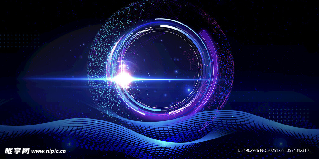 科技感炫酷光效圆形图案背景