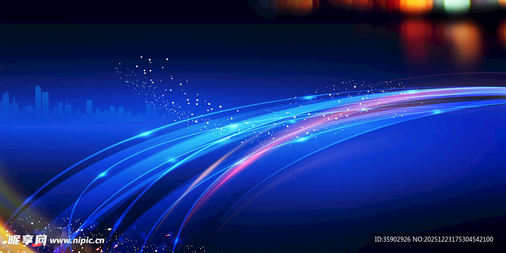 蓝色动感光线背景图