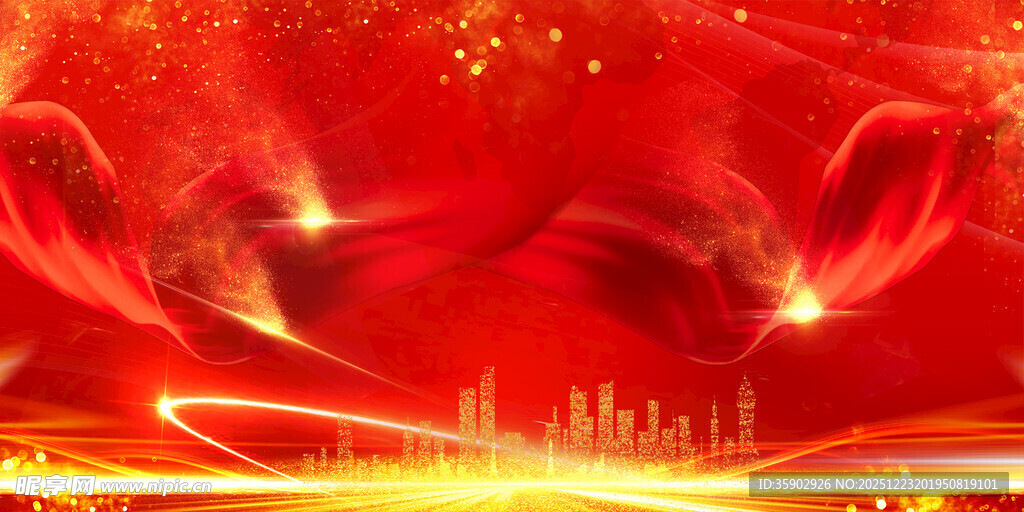 红色炫光背景科技感画面