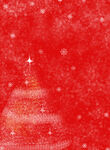 红色雪花中的圣诞树