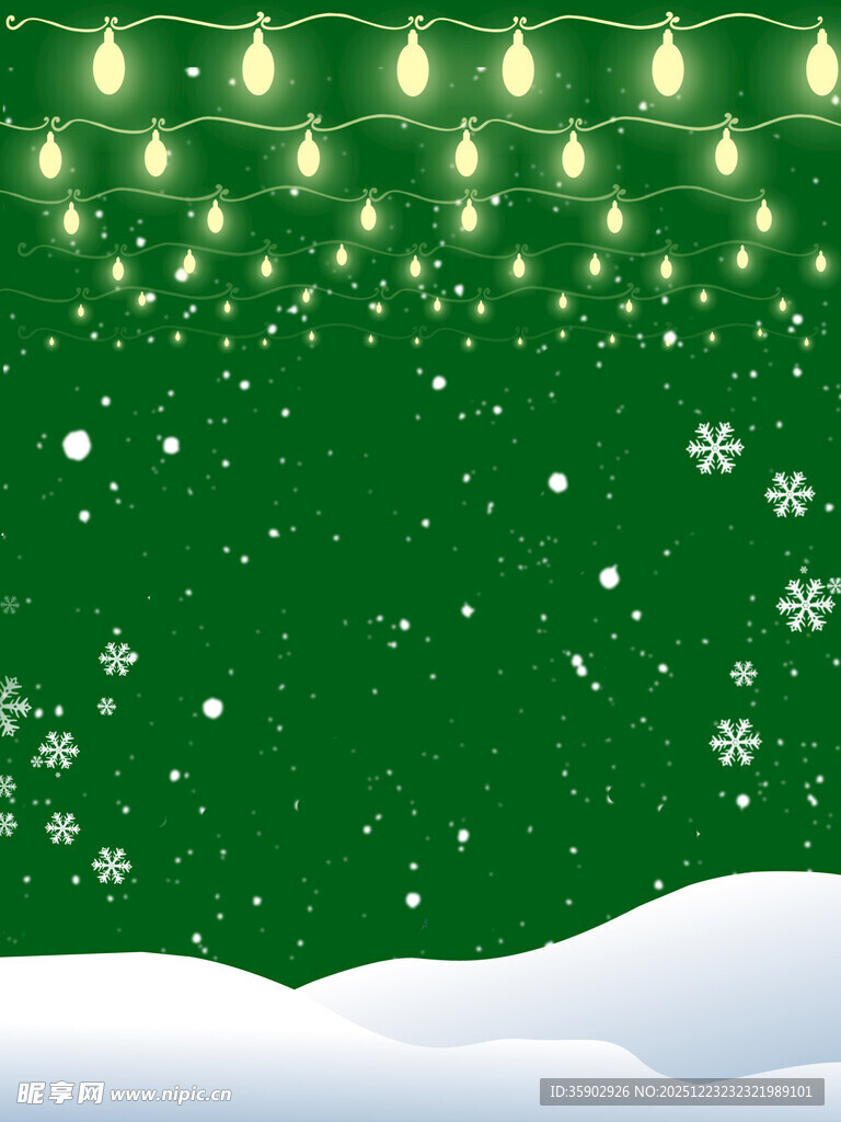 圣诞雪景中的闪烁灯光