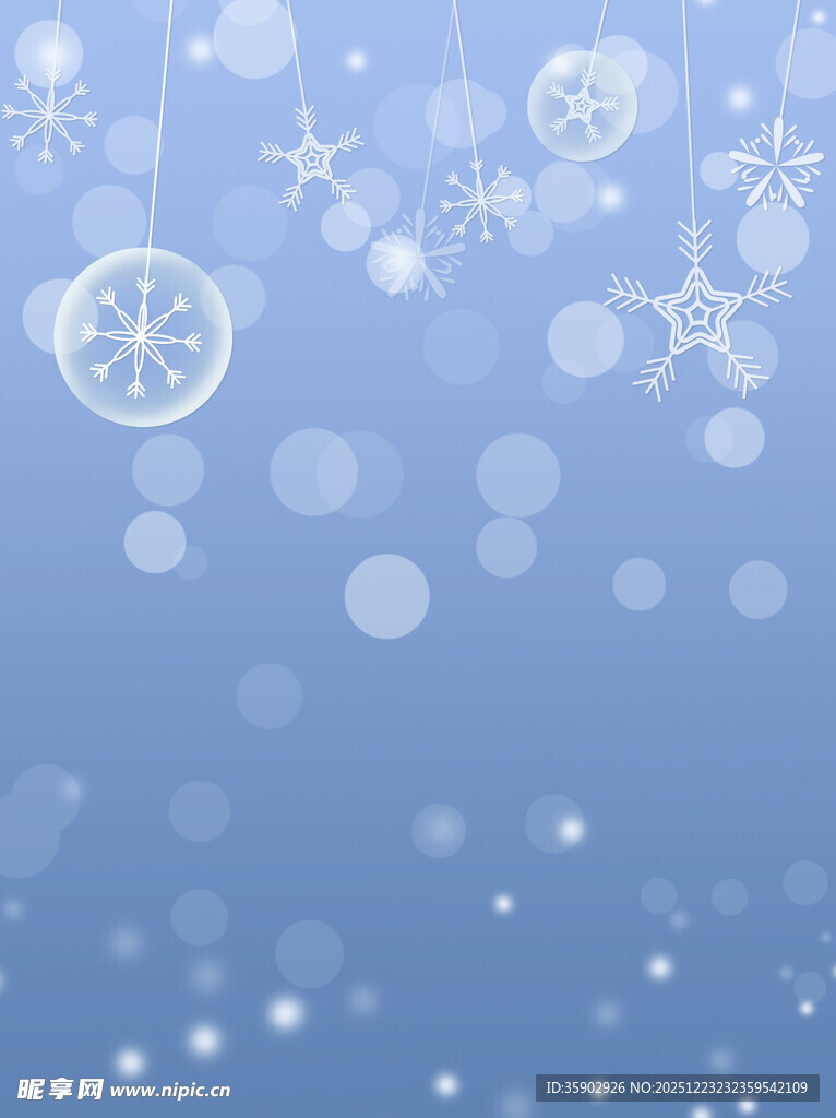 蓝色雪花背景圣诞装饰图