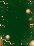绿色背景的金色节日装饰