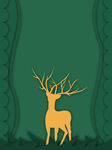 绿色背景中的金色麋鹿