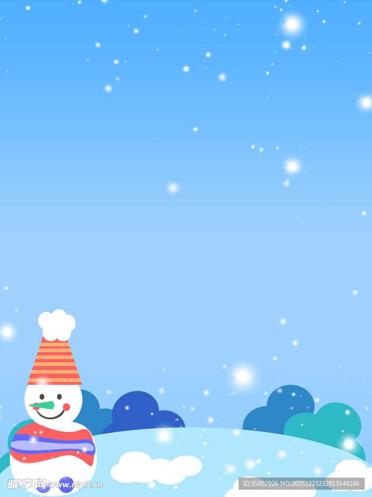 冬日雪景中的可爱雪人