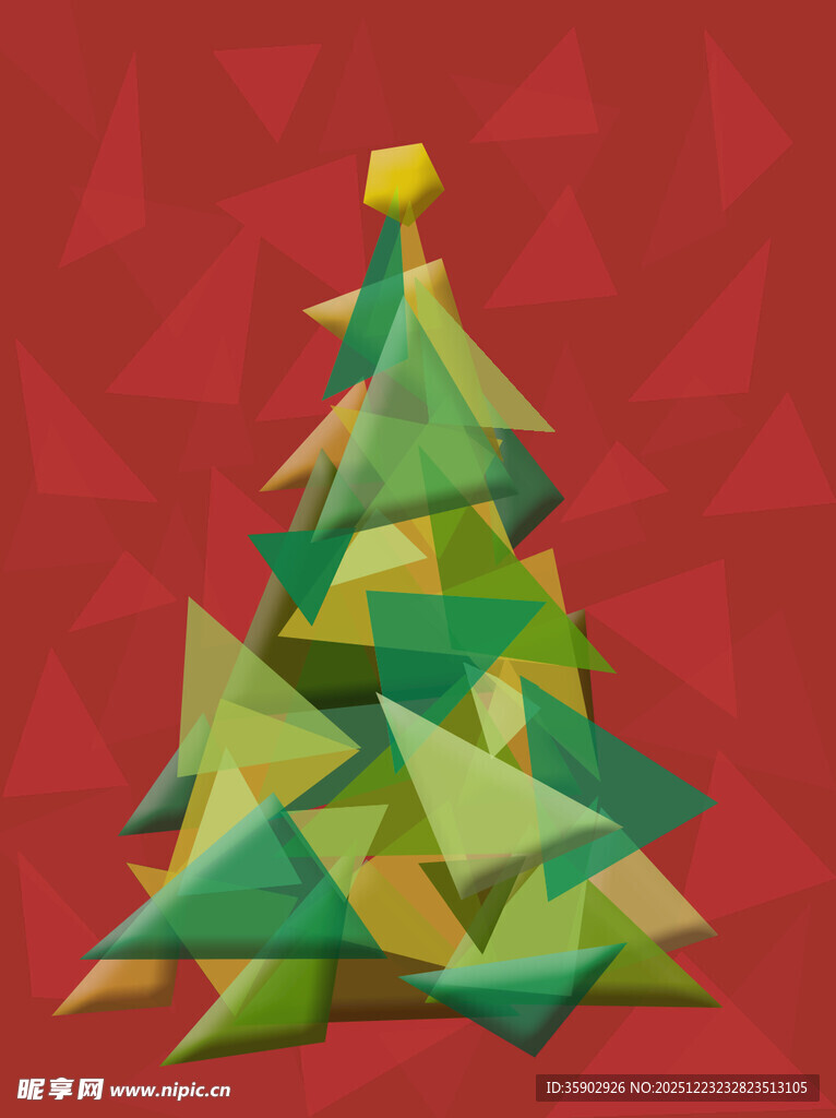 几何风格折纸圣诞树