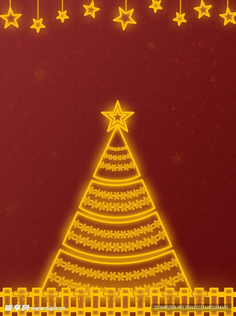 金色圣诞树节日背景图