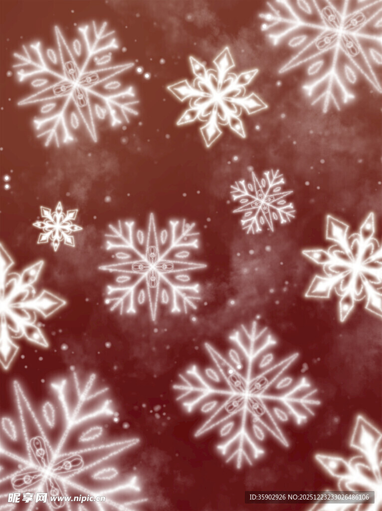 红色背景上的白色雪花图案