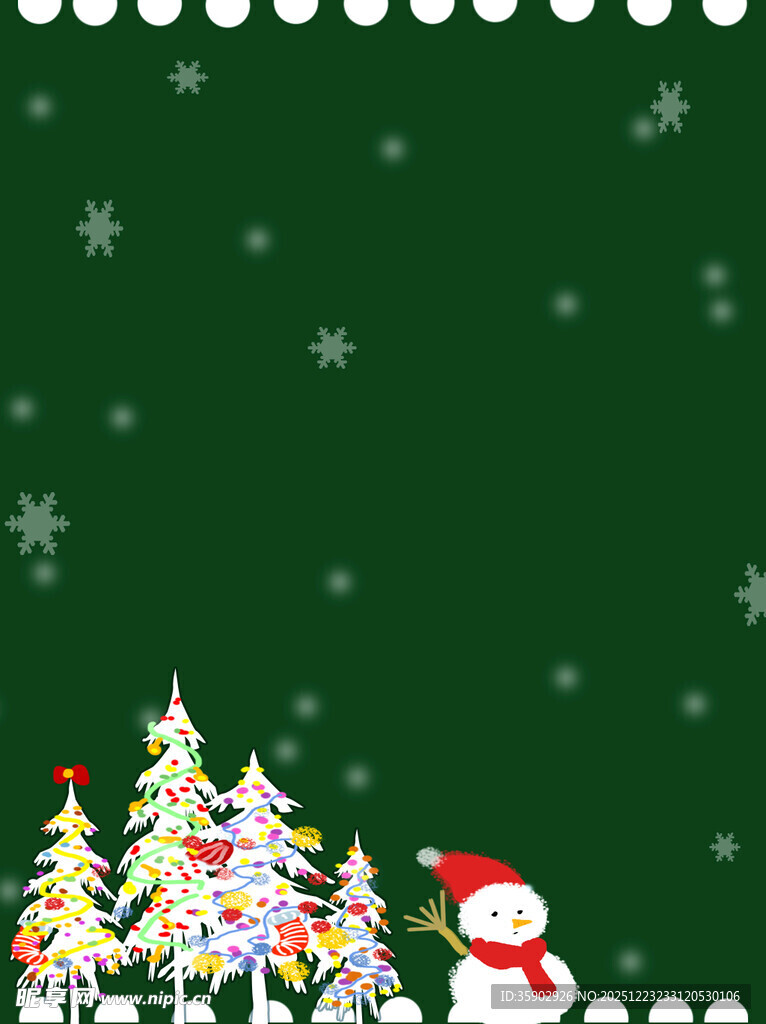 圣诞雪景与装饰元素