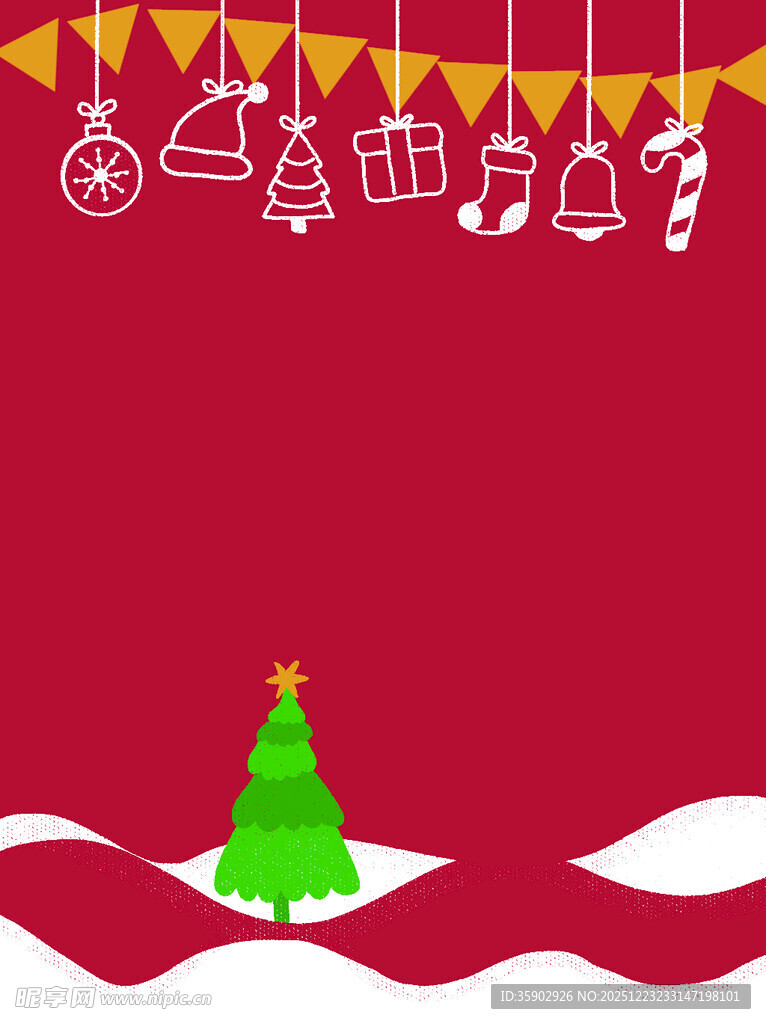 红色背景下的圣诞装饰元素
