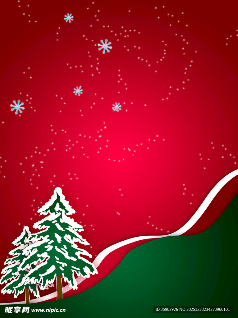 圣诞红绿背景与圣诞树