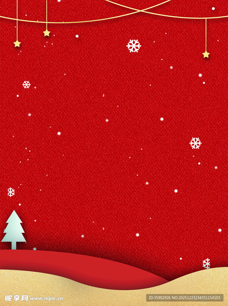 红色圣诞雪景背景图