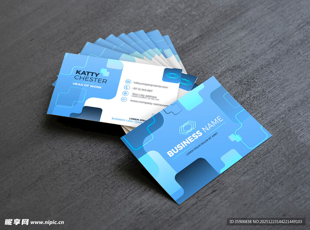 蓝色渐变商务名片