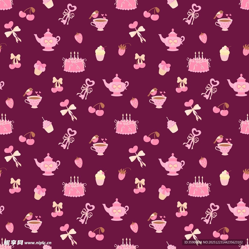 粉色皇冠茶壶图案
