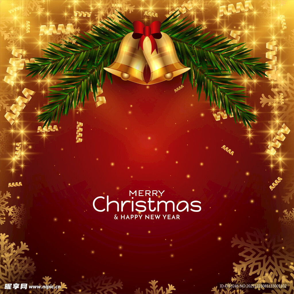 圣诞主题红色背景装饰图