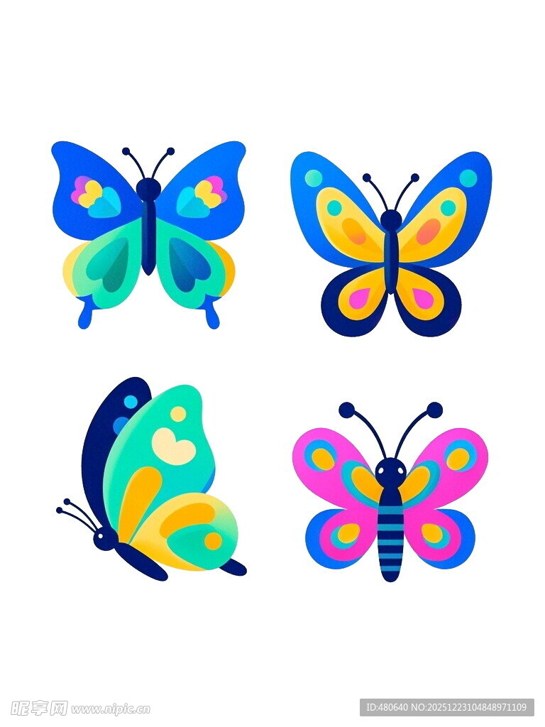 多彩蝴蝶图案设计素材