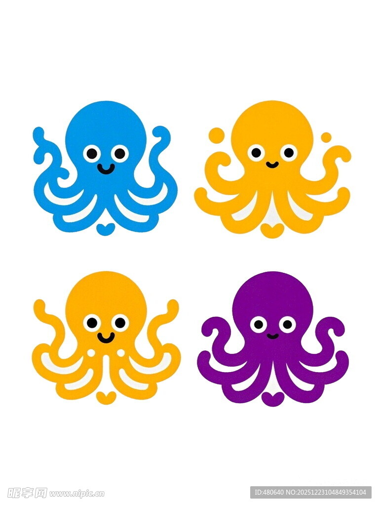 多彩章鱼卡通形象