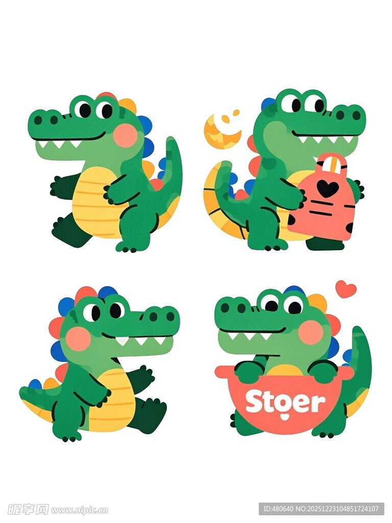可爱鳄鱼卡通形象集合