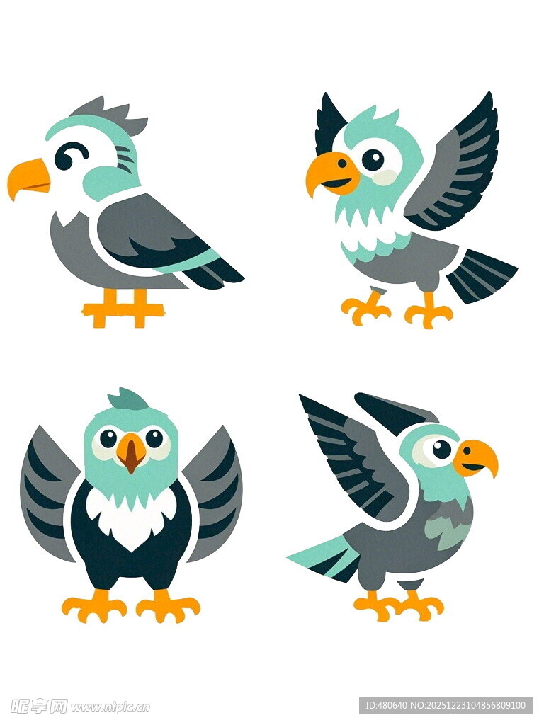 可爱多彩小鸟姿态集合