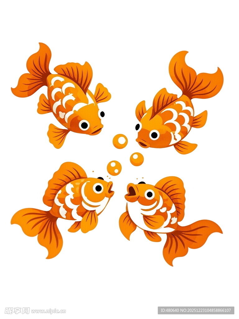 可爱金鱼嬉戏图