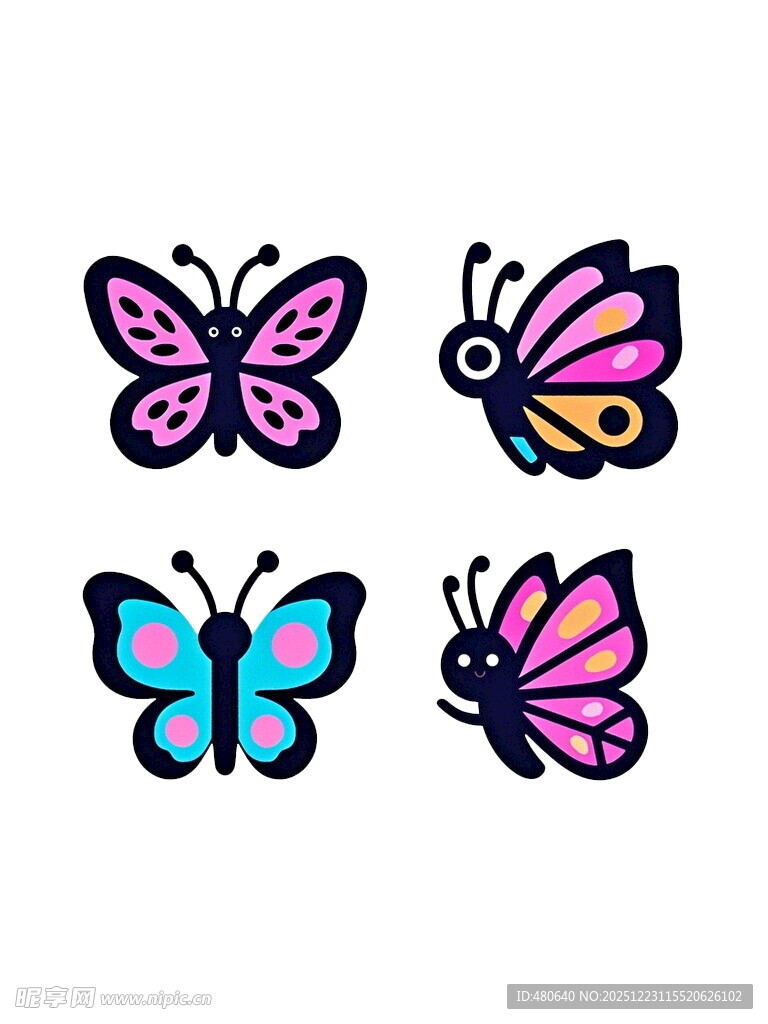 多彩蝴蝶装饰图案