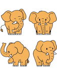 可爱卡通大象四连拍