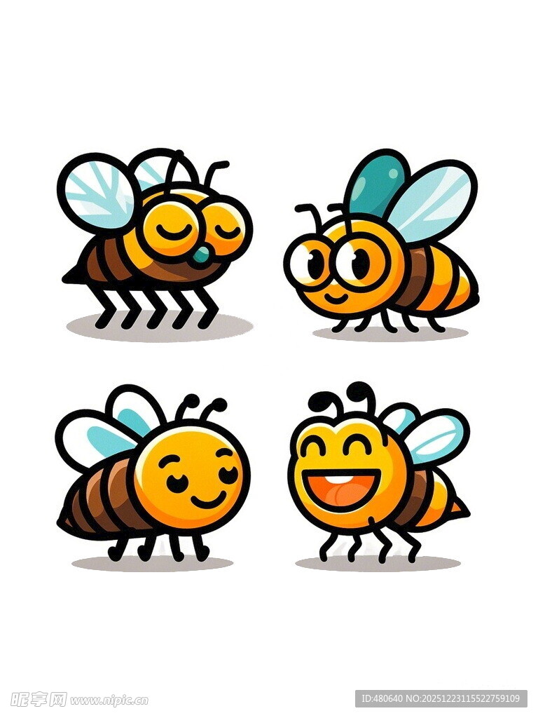 可爱卡通蜜蜂形象集合