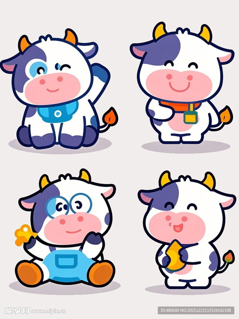 可爱卡通奶牛形象合集